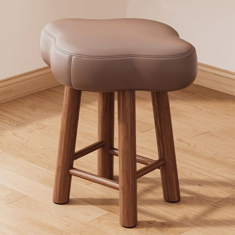 Tabouret de coiffeuse en bois avec repose-pieds pour chambre à coucher en tissu technique en laine d&