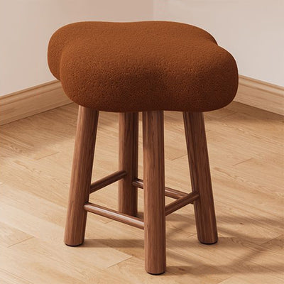 Tabouret de coiffeuse en bois avec repose-pieds pour chambre à coucher en tissu technique en laine d'agneau nordique contemporain 