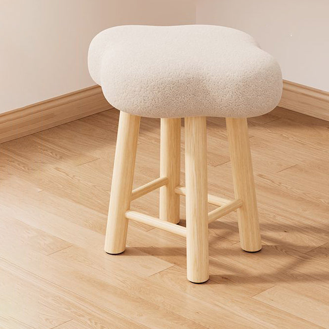 Tabouret de coiffeuse en bois avec repose-pieds pour chambre à coucher en tissu technique en laine d&