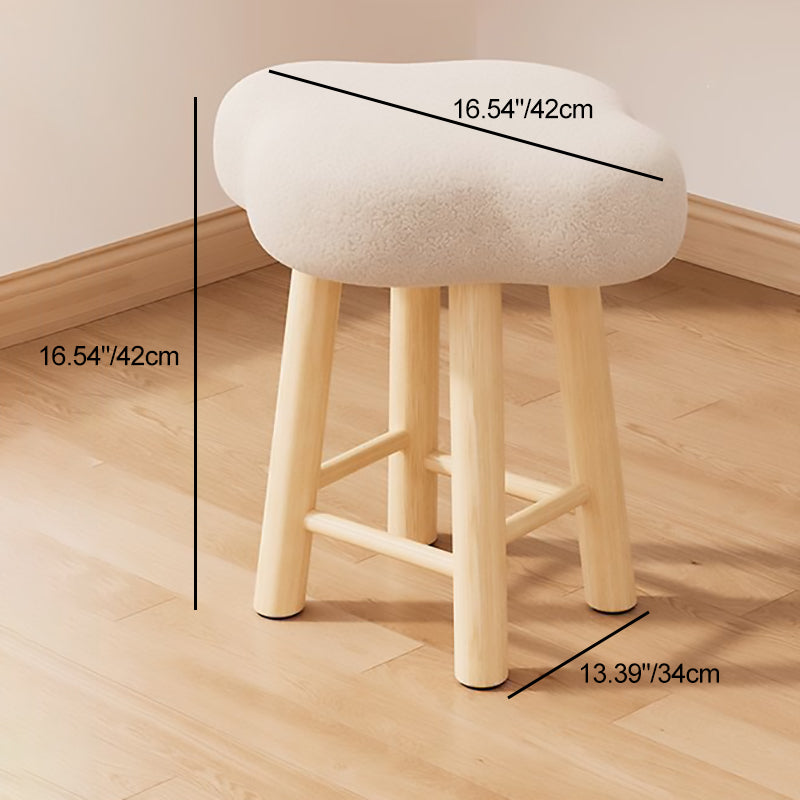 Tabouret de coiffeuse en bois avec repose-pieds pour chambre à coucher en tissu technique en laine d&