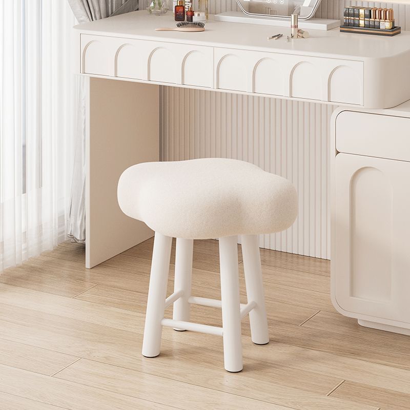 Tabouret de coiffeuse en bois avec repose-pieds pour chambre à coucher en tissu technique en laine d&