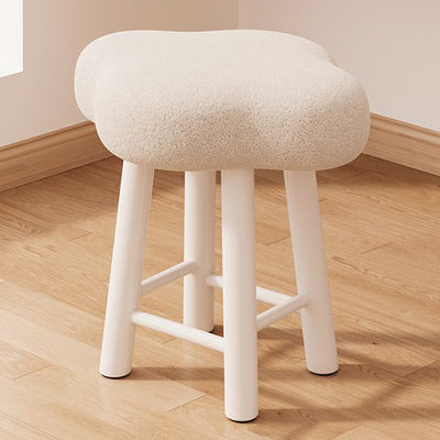 Tabouret de coiffeuse en bois avec repose-pieds pour chambre à coucher en tissu technique en laine d'agneau nordique contemporain 
