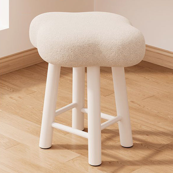 Tabouret de coiffeuse en bois avec repose-pieds pour chambre à coucher en tissu technique en laine d&