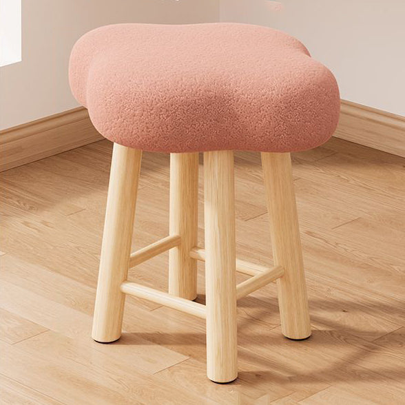 Tabouret de coiffeuse en bois avec repose-pieds pour chambre à coucher en tissu technique en laine d&