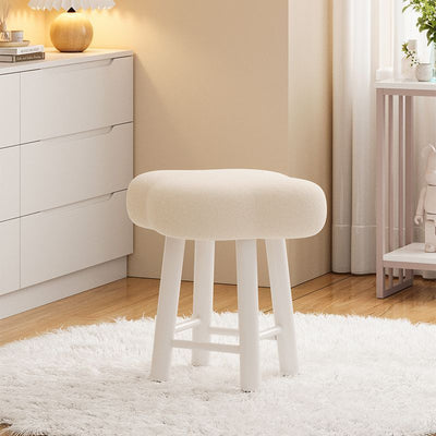 Tabouret de coiffeuse en bois avec repose-pieds pour chambre à coucher en tissu technique en laine d'agneau nordique contemporain 