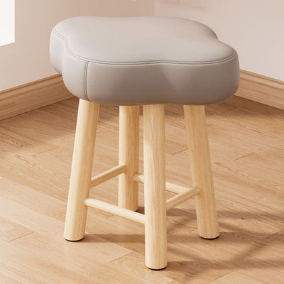 Tabouret de coiffeuse en bois avec repose-pieds pour chambre à coucher en tissu technique en laine d'agneau nordique contemporain 
