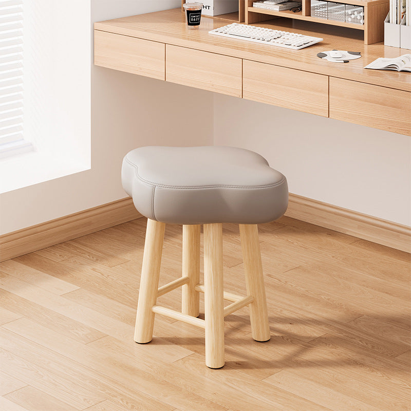 Tabouret de coiffeuse en bois avec repose-pieds pour chambre à coucher en tissu technique en laine d&