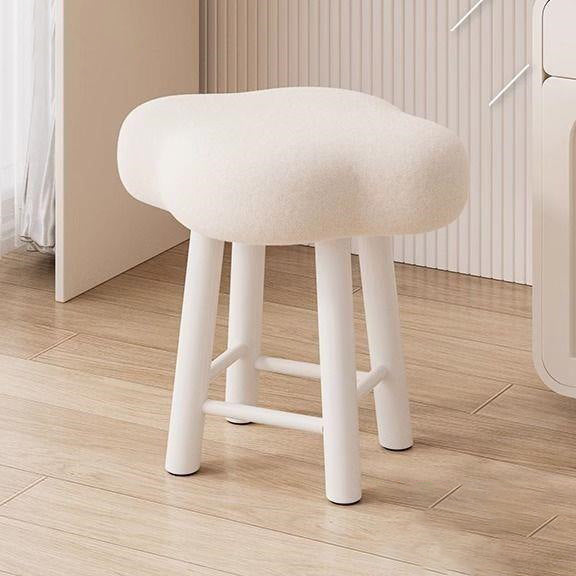 Tabouret de coiffeuse en bois avec repose-pieds pour chambre à coucher en tissu technique en laine d&