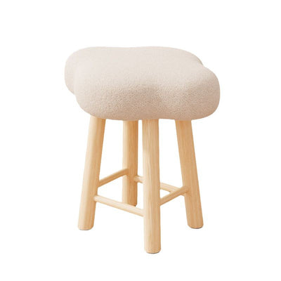 Tabouret de coiffeuse en bois avec repose-pieds pour chambre à coucher en tissu technique en laine d'agneau nordique contemporain 