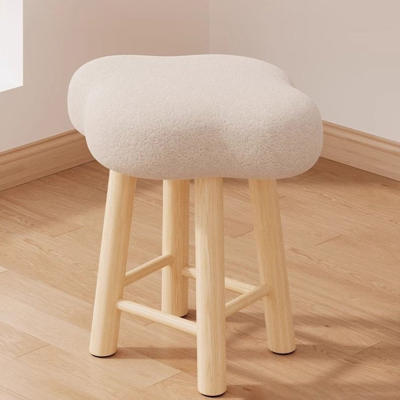 Tabouret de coiffeuse en bois avec repose-pieds pour chambre à coucher en tissu technique en laine d&