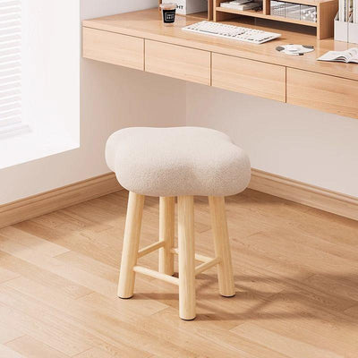 Tabouret de coiffeuse en bois avec repose-pieds pour chambre à coucher en tissu technique en laine d'agneau nordique contemporain 