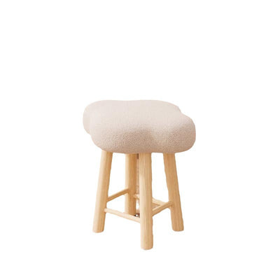 Tabouret de coiffeuse en bois avec repose-pieds pour chambre à coucher en tissu technique en laine d'agneau nordique contemporain 