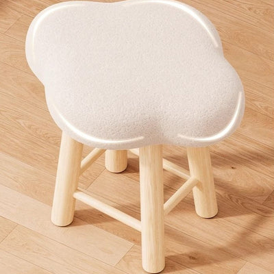 Tabouret de coiffeuse en bois avec repose-pieds pour chambre à coucher en tissu technique en laine d'agneau nordique contemporain 