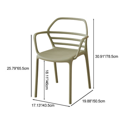 Contemporary Nordic PE Square Curved Geometric Line Dining Chair With Backrest And Armrests For Dining Room