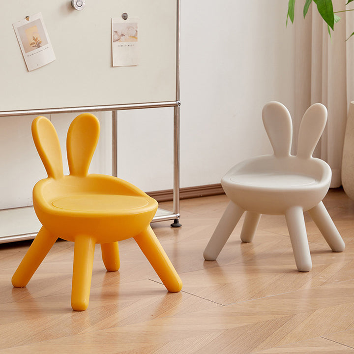 Contemporary Creative Kids PP Bunny Ear Round Footstool With Backrest For Entryway And Living Room