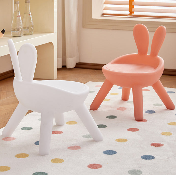 Contemporary Creative Kids PP Bunny Ear Round Footstool With Backrest For Entryway And Living Room