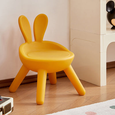 Contemporary Creative Kids PE Bunny Ear Round Footstool With Backrest For Entryway And Living Room