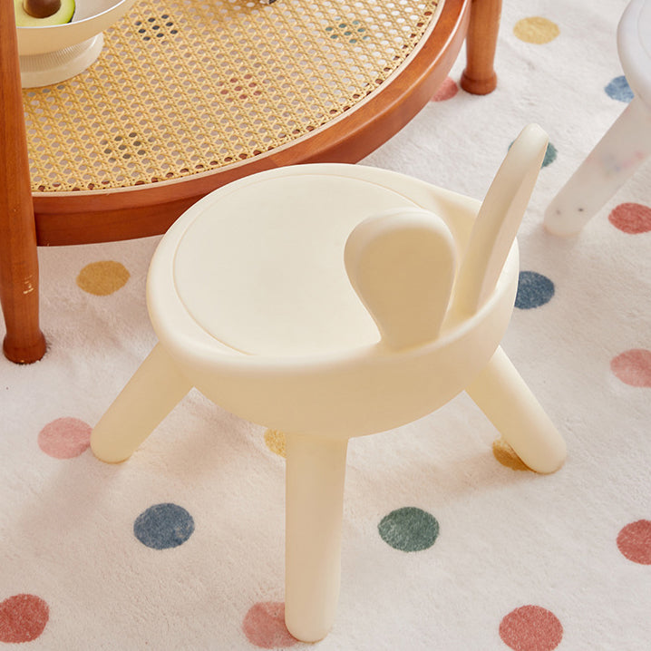 Contemporary Creative Kids PP Bunny Ear Round Footstool With Backrest For Entryway And Living Room