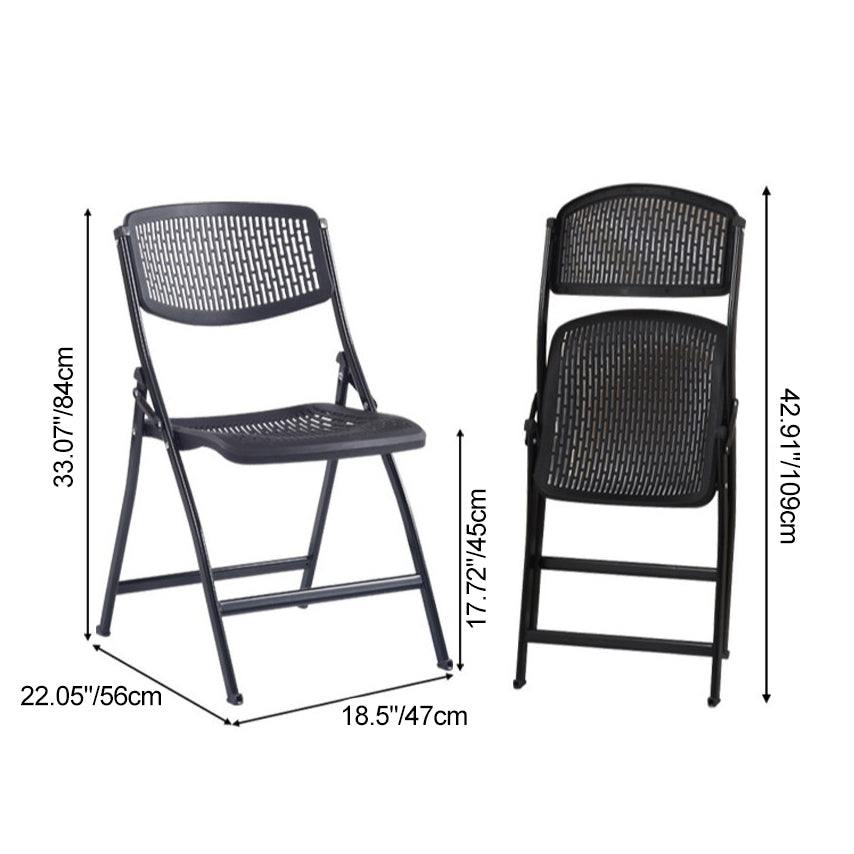 Chaise de bureau pliante carrée moderne minimaliste en PP et en acier avec dossier pour la maison et le bureau 