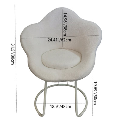 Contemporary Nordic Swivel Lambswool Iron Petal Vanity Stool With Backrest & Armrests For Bedroom
