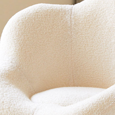 Contemporary Nordic Swivel Lambswool Iron Petal Vanity Stool With Backrest & Armrests For Bedroom