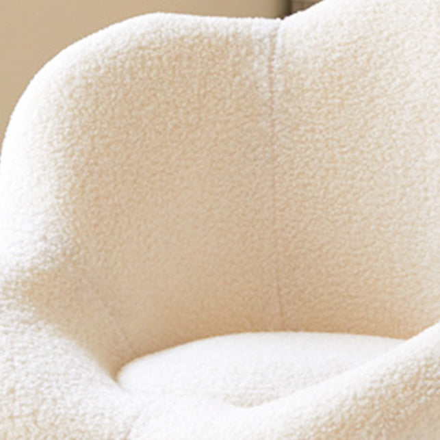 Contemporary Nordic Swivel Lambswool Iron Petal Vanity Stool With Backrest & Armrests For Bedroom