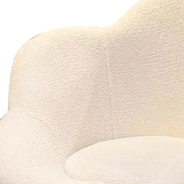 Contemporary Nordic Swivel Lambswool Iron Petal Vanity Stool With Backrest & Armrests For Bedroom