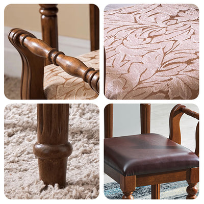 Zeitgenössischer Retro-Mikrofaser-Lederstoff Holz Jacquard Quadratische Schminkhocker mit Rückenlehne für das Schlafzimmer 