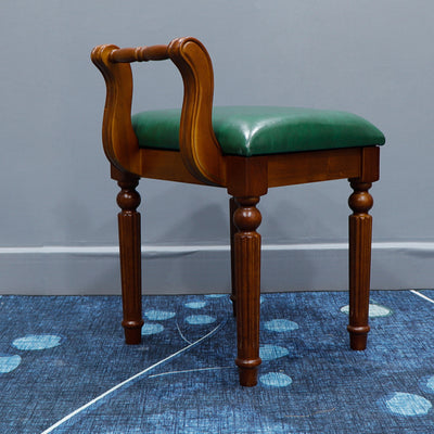 Zeitgenössischer Retro-Mikrofaser-Lederstoff Holz Jacquard Quadratische Schminkhocker mit Rückenlehne für das Schlafzimmer 