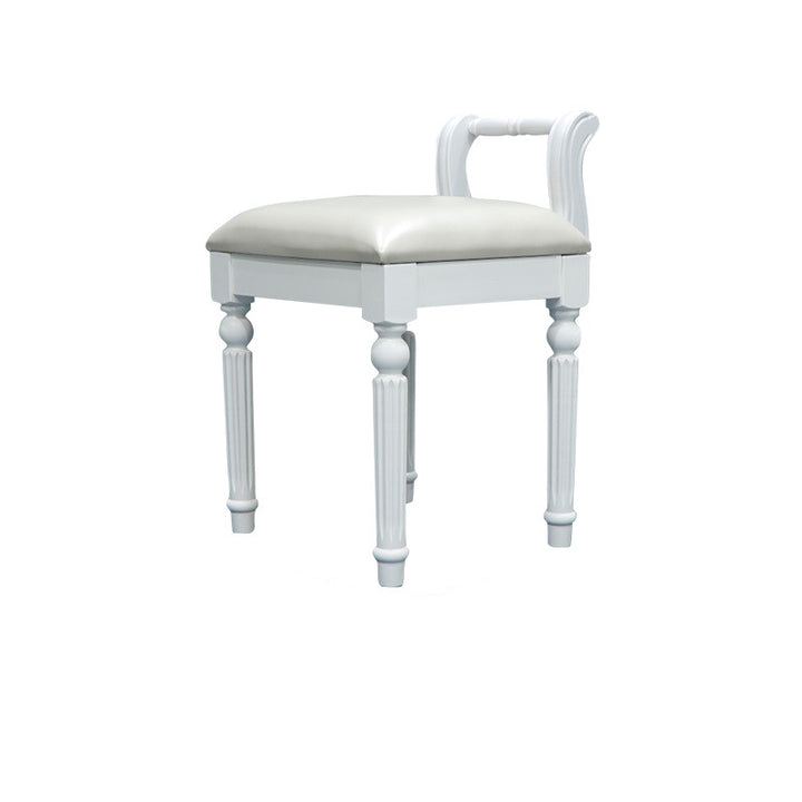 Tabouret de coiffeuse carré contemporain en tissu cuir microfibre rétro avec dossier pour chambre 