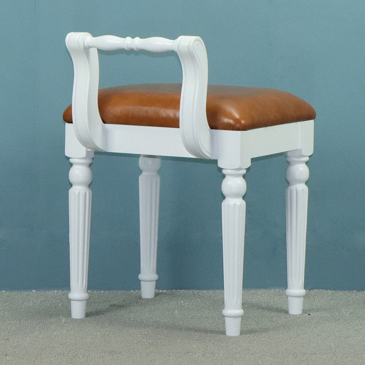 Tabouret de coiffeuse carré contemporain en tissu cuir microfibre rétro avec dossier pour chambre 