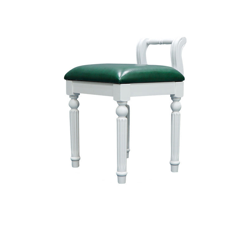 Tabouret de coiffeuse carré contemporain en tissu cuir microfibre rétro avec dossier pour chambre 