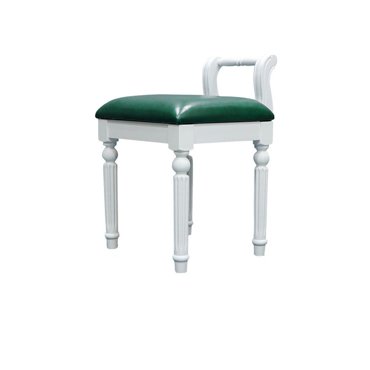 Tabouret de coiffeuse carré contemporain en tissu cuir microfibre rétro avec dossier pour chambre 