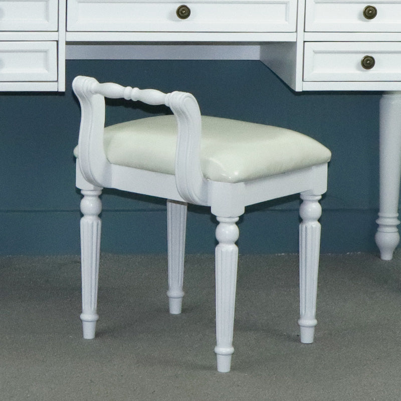 Tabouret de coiffeuse carré contemporain en tissu cuir microfibre rétro avec dossier pour chambre 