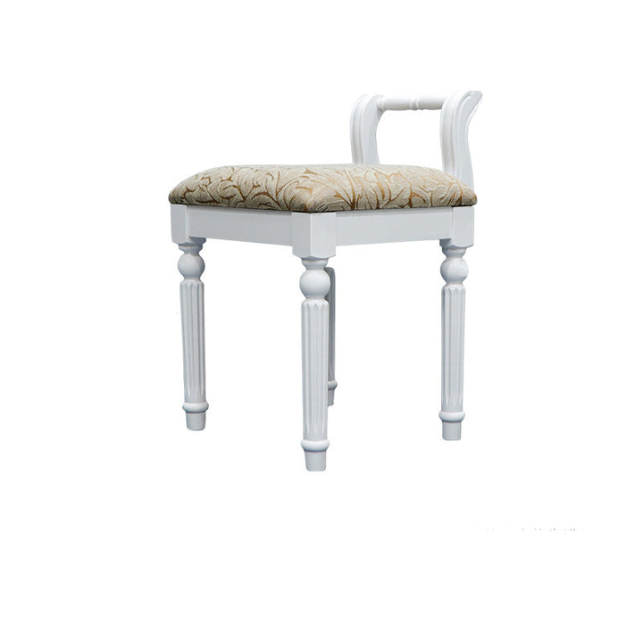 Tabouret de coiffeuse carré contemporain en tissu cuir microfibre rétro avec dossier pour chambre 