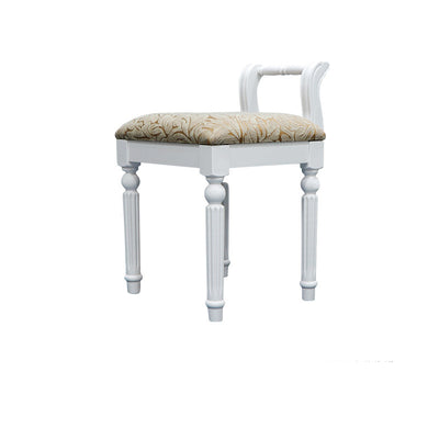 Zeitgenössischer Retro-Mikrofaser-Lederstoff Holz Jacquard Quadratische Schminkhocker mit Rückenlehne für das Schlafzimmer 