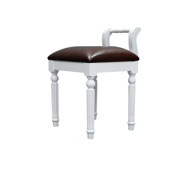 Tabouret de coiffeuse carré contemporain en tissu cuir microfibre rétro avec dossier pour chambre 