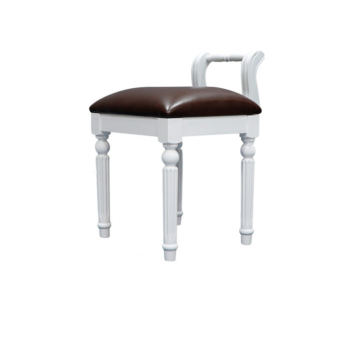 Tabouret de coiffeuse carré contemporain en tissu cuir microfibre rétro avec dossier pour chambre 