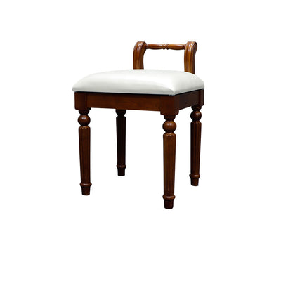 Zeitgenössischer Retro-Mikrofaser-Lederstoff Holz Jacquard Quadratische Schminkhocker mit Rückenlehne für das Schlafzimmer 