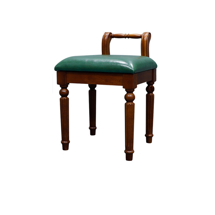 Tabouret de coiffeuse carré contemporain en tissu cuir microfibre rétro avec dossier pour chambre 