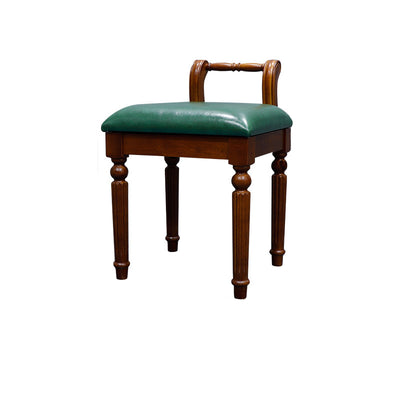 Zeitgenössischer Retro-Mikrofaser-Lederstoff Holz Jacquard Quadratische Schminkhocker mit Rückenlehne für das Schlafzimmer 