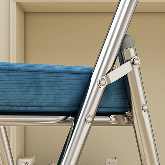 Contemporary Retro Foldable Corduroy Carbon Steel Square Desk Chair With Backrest For Study Or Home Office