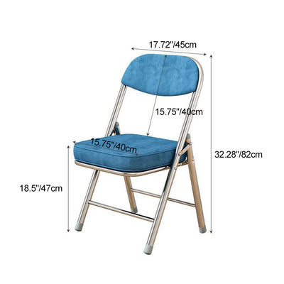 Contemporary Retro Foldable Corduroy Metal Square Desk Chair With Backrest For Study Or Home Office