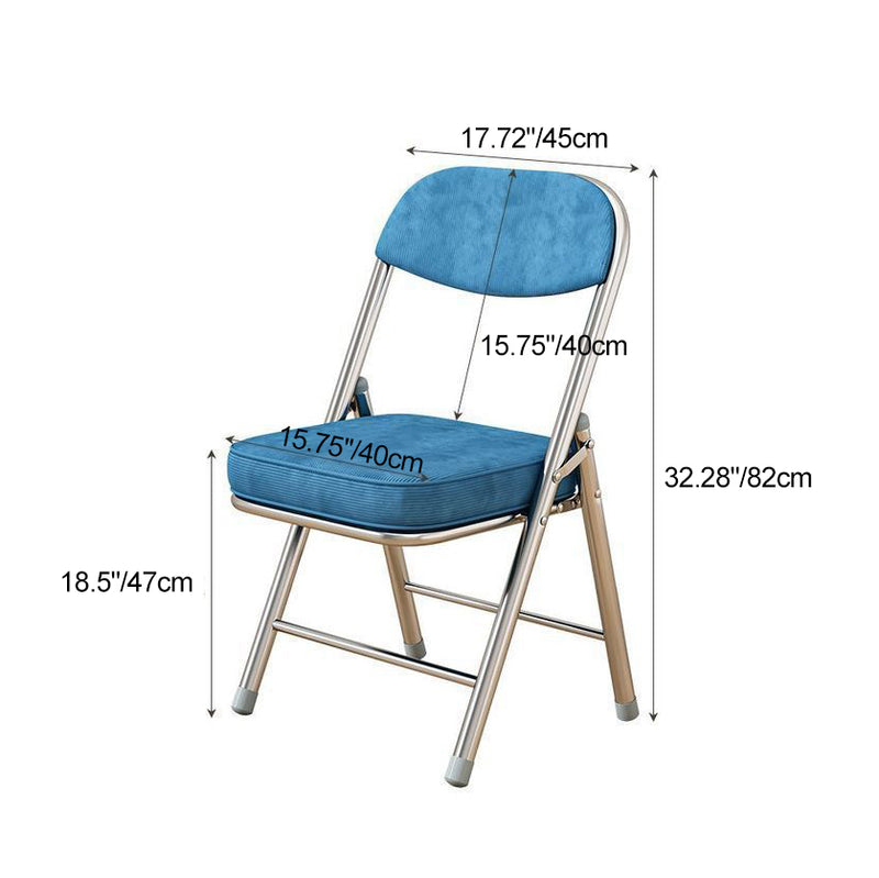 Contemporary Retro Foldable Corduroy Metal Square Desk Chair With Backrest For Study Or Home Office