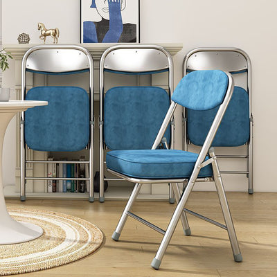 Contemporary Retro Foldable Corduroy Metal Square Desk Chair With Backrest For Study Or Home Office
