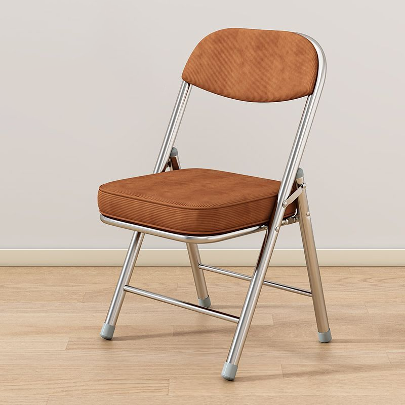 Contemporary Retro Foldable Corduroy Metal Square Desk Chair With Backrest For Study Or Home Office