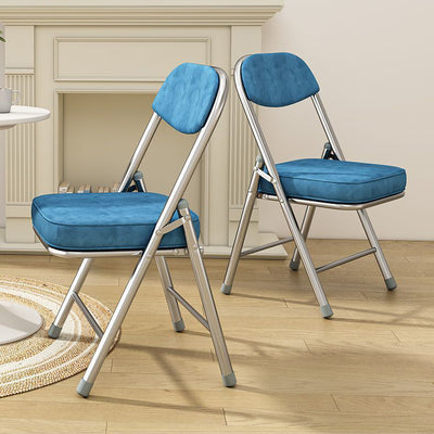 Contemporary Retro Foldable Corduroy Metal Square Desk Chair With Backrest For Study Or Home Office