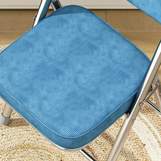 Contemporary Retro Foldable Corduroy Metal Square Desk Chair With Backrest For Study Or Home Office