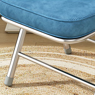 Contemporary Retro Foldable Corduroy Metal Square Desk Chair With Backrest For Study Or Home Office