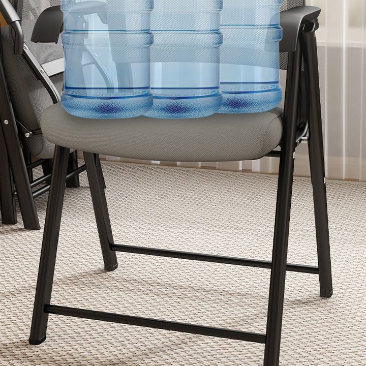 Moderner minimalistischer klappbarer Netzschwamm-Kohlenstoffstahl-Quadrat-Schreibtischstuhl mit Rückenlehne und Armlehnen für das Home Office oder das Studium 
